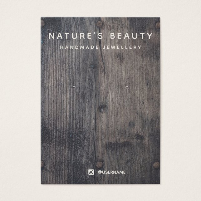 Rustic Wood Earring Jewelry Display Card (Front)