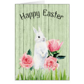 Rustic Wood Easter Card with Rabbit (Front)