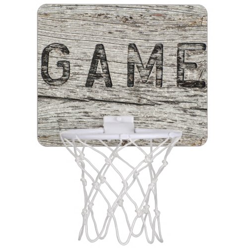 Rustic Wood Effect Game Lettering Mini Basketball Hoop