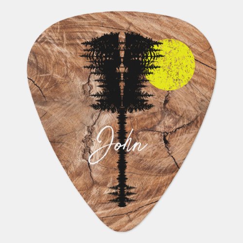  Rustic Wood Effect Guitar Pick Name and Message