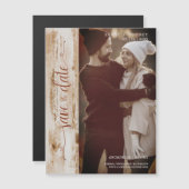 Rustic Wood Effect Wedding Photo Modern Typography (Front/Back)