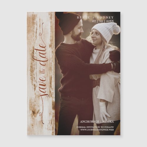 Rustic Wood Effect Wedding Photo Modern Typography