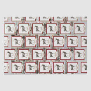 Rustic Wood Elk/ Reindeer Family Monogram tan gray Tissue Paper