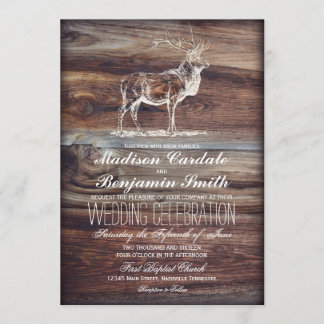 Rustic Wood Elk Wildlife Wedding Invitations