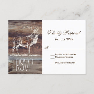Rustic Wood Elk Wildlife Wedding RSVP Cards