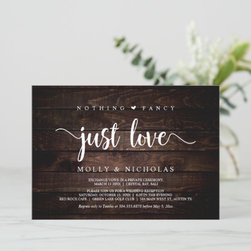 Rustic Wood Elopement Nothing Fancy Just Love In Invitation