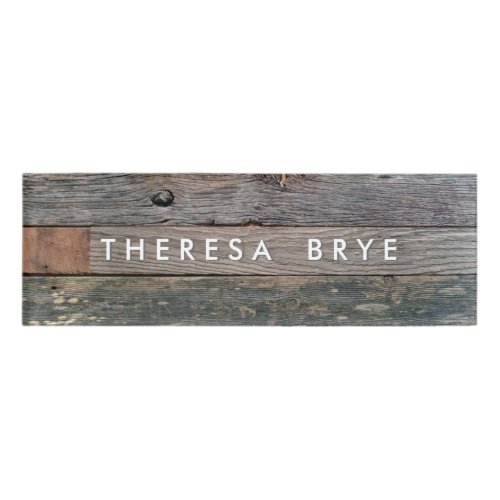 Rustic Wood Employee Staff Magnetic Name Tag Badge