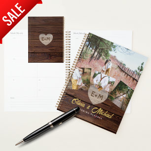 Rustic Wood Engaged Couple Bride-2-B Photo Collage Planner
