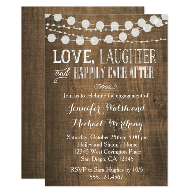 Rustic Wood Engagement Party Invitation