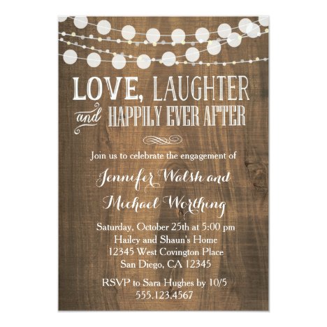 Rustic Wood Engagement Party Invitation