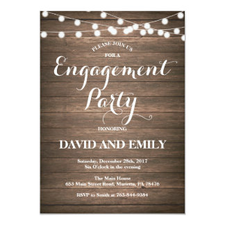 Rustic Wood Engagement Party Invitation Card