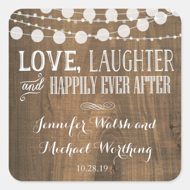 Rustic wood engagment wedding stickers (Front)