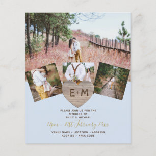 Rustic Wood Engraved Heart PHOTO COLLAGE BUDGET Flyer