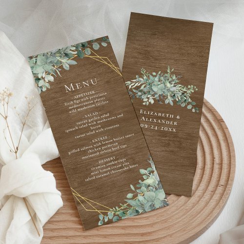 Rustic Wood Eucalyptus Greenery Botanical Wedding Menu