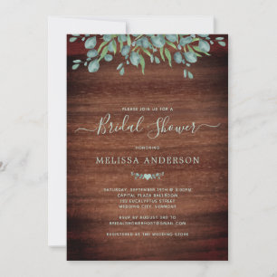 Rustic Wood Eucalyptus Greenery Bridal Shower Invitation