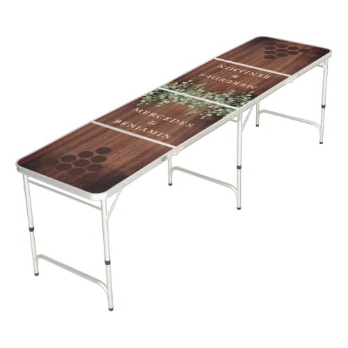 Rustic Wood Eucalyptus Greenery Custom Wedding  Beer Pong Table