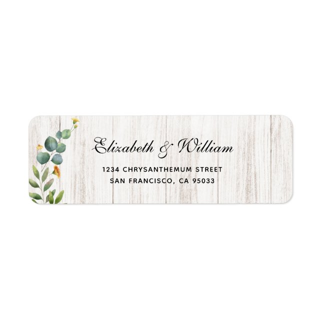 Rustic Wood & Eucalyptus Greenery  Return Address Label (Front)