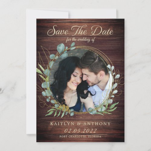 Rustic Wood Eucalyptus Greenery Save The Date