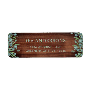  Rustic Wood Eucalyptus Greenery Wedding Address Label