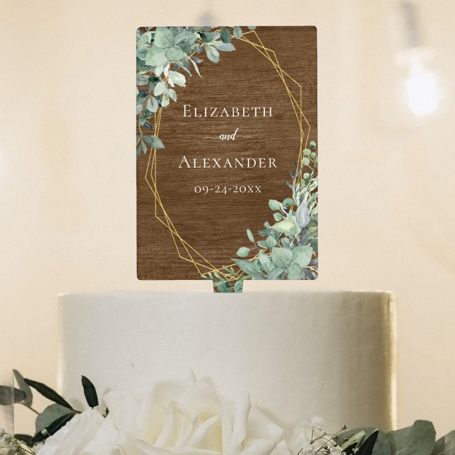 Rustic Wood Eucalyptus Greenery Wedding Cake Topper (Creator Uploaded)