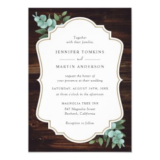 Rustic Wood Eucalyptus Greenery Wedding Invitation