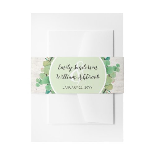 Rustic Wood  Eucalyptus Leaf Botanical Wedding Invitation Belly Band