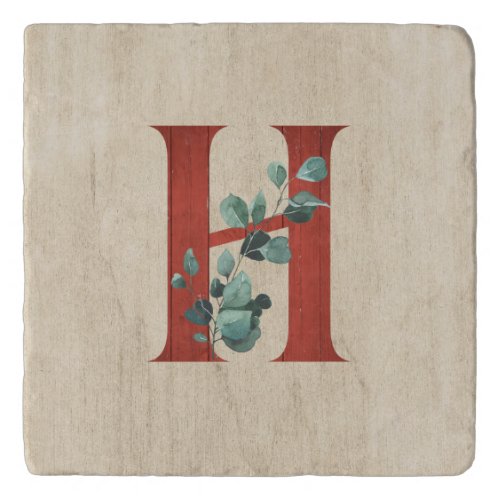 Rustic Wood  Eucalyptus Letter H  Trivet