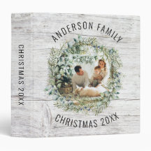 Rustic Wood Eucalyptus Pine Wreath Christmas Photo