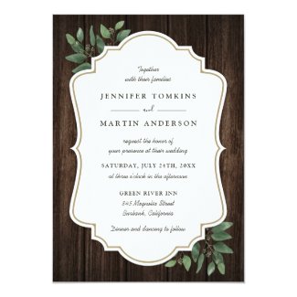 Rustic Wood Eucalyptus Wedding Invitations