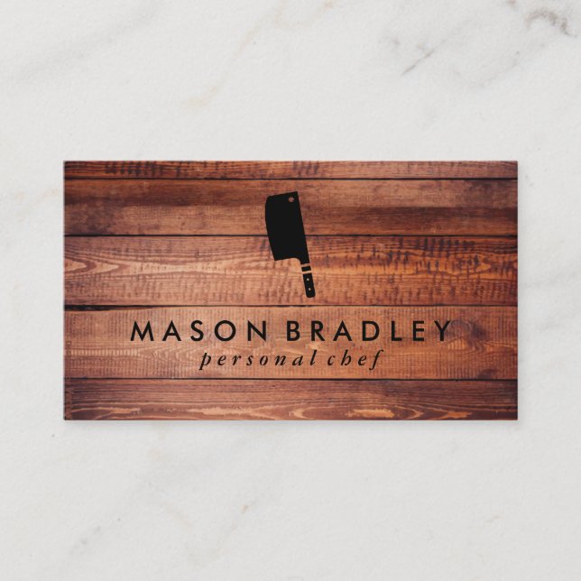 Rustic Wood Executive Chef Business Card (Front)