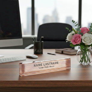 Rustic Wood Executive Custom Name and Title Desk Name Plate