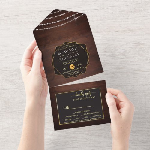 Rustic Wood Fab All In One Invitation