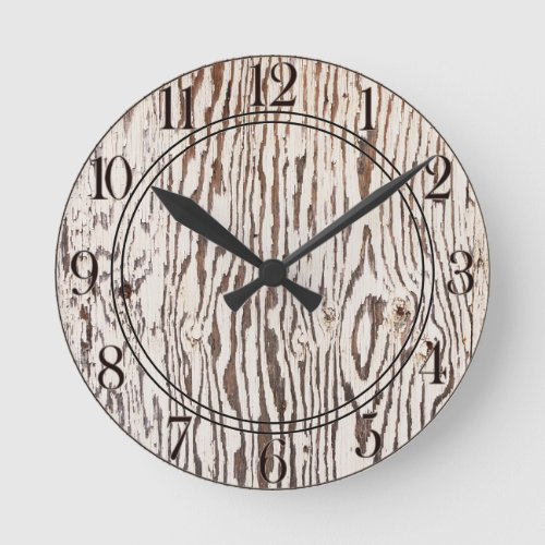 Rustic Wood Face Watch Round Clock