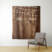 Rustic Wood Fairy Light Party Wedding Shower Wall Tapestry | Zazzle