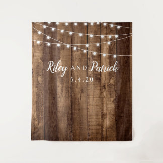 Rustic Wood Fairy Light Party Wedding Shower Wall Tapestry