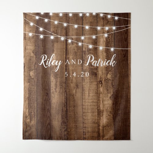 Rustic Wood Fairy Light Party Wedding Shower Wall Tapestry