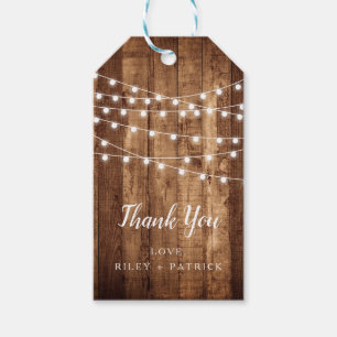 Rustic Wood Fairy Light Wedding Favor Thank You Gift Tags