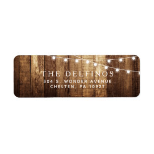 Rustic Wood Fairy Lights Custom Return Address Label