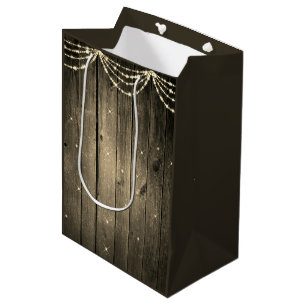 Rustic Wood Fairy Lights Sparkle Medium Gift Bag