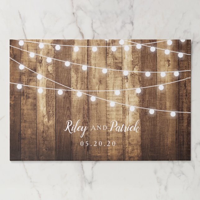 Rustic Wood Fairy Lights Wedding Place Setting Paper Placemat (Front)