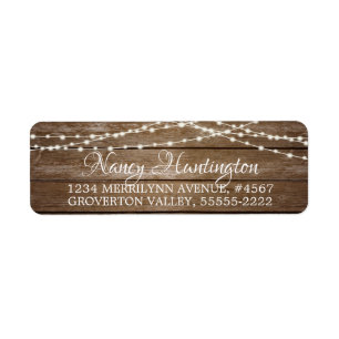 Rustic Wood Fairy String Lights Elegant Script Label