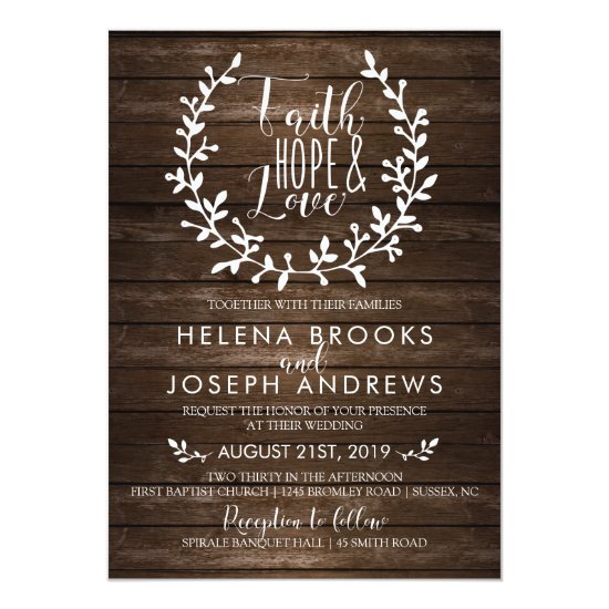 Rustic Wood Faith Wedding Invitation