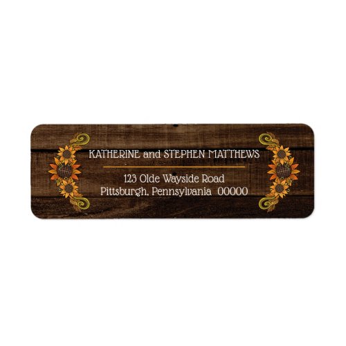 Rustic Wood Fall  Autumn Boho Sunflowers Label