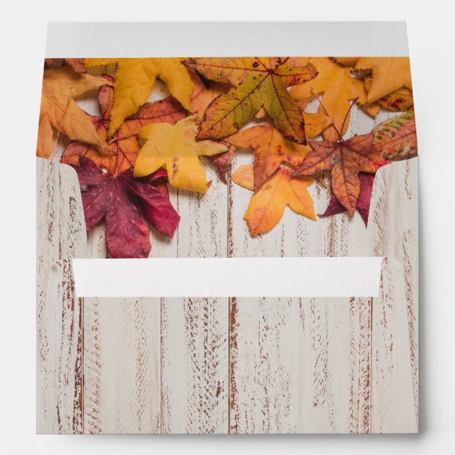Rustic Wood Fall Color Leaves Envelope (Back (Bottom))