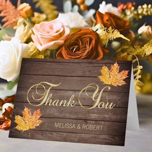 Rustic Wood Fall Orange Wedding Thank You