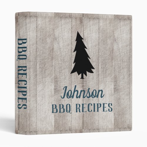 Rustic Wood Family Barbecue Recipe Cookbook 3 Ring Binder