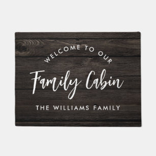 Rustic Wood Family Cabin Welcome Doormat