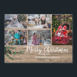 Rustic wood family collage Christmas magnetic card<br><div class="desc">Create your own family photo collage,  watercolor berries on rustic wood,   Merry Christmas magnetic card.
Send your friends and family Christmas wishes with this very personal Christmas card.
You can add your own photos,  add your text and names.</div>