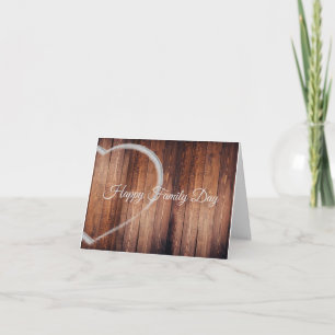 Rustic Wood Family Day Heart Blank  Note Card