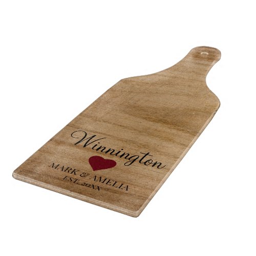 Rustic Wood Family Est Wedding Date Red Heart Cutting Board